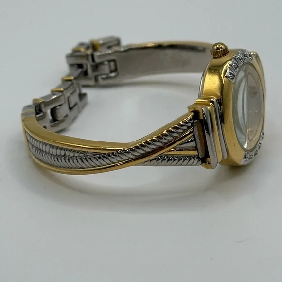Anne Klein Gold and Silver tone Women's Bangle Watch with diamonds - Picture 5 of 14